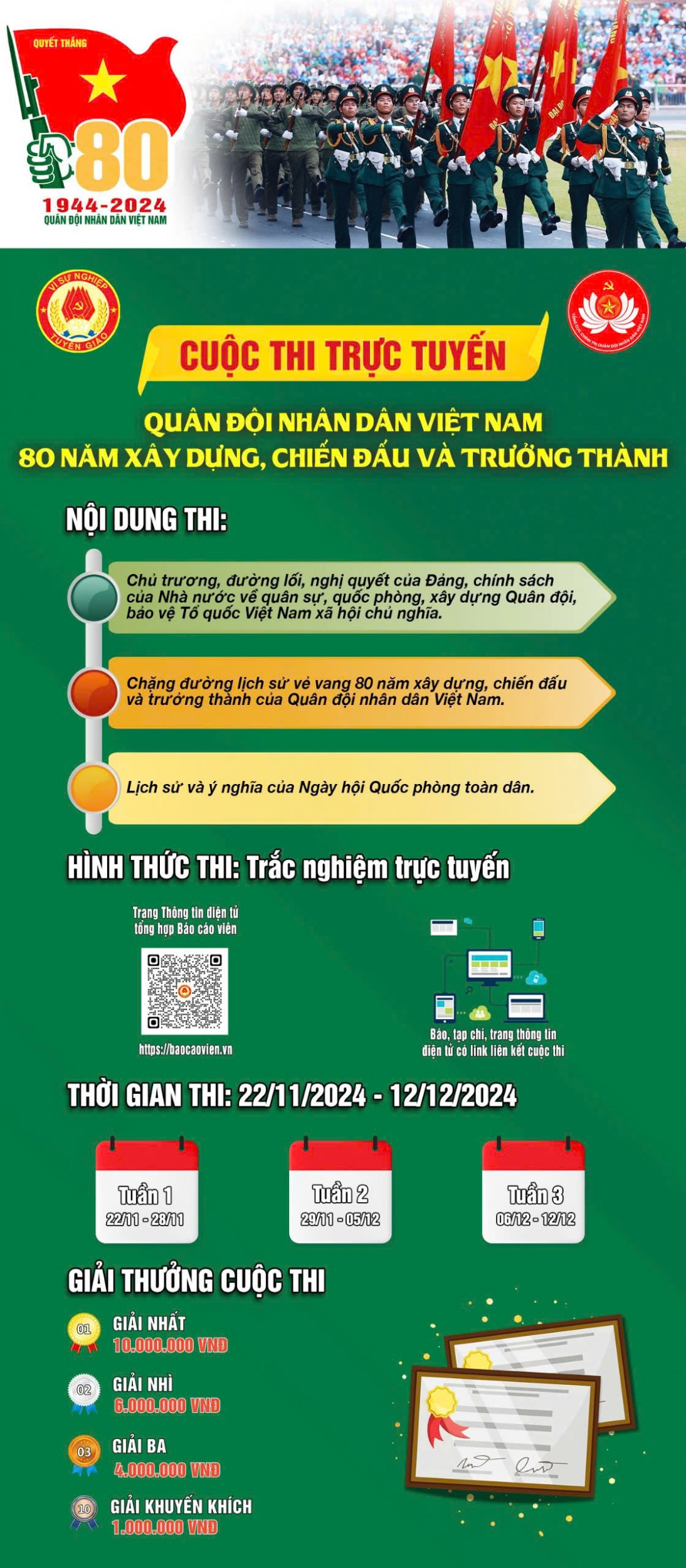 Cuộc thi trực tuyến Quân đội nhân dân Việt Nam 80 năm xây dựng, chiến đấu và trưởng thành